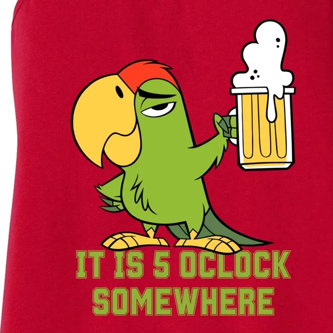 It Is 5 Oclock Somewhere Parrot Drinking Women's Racerback Tank