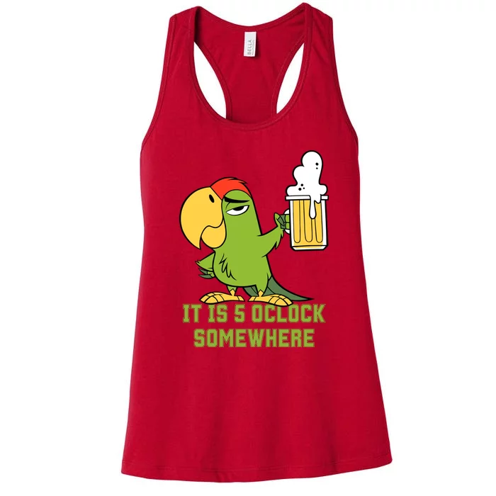 It Is 5 Oclock Somewhere Parrot Drinking Women's Racerback Tank