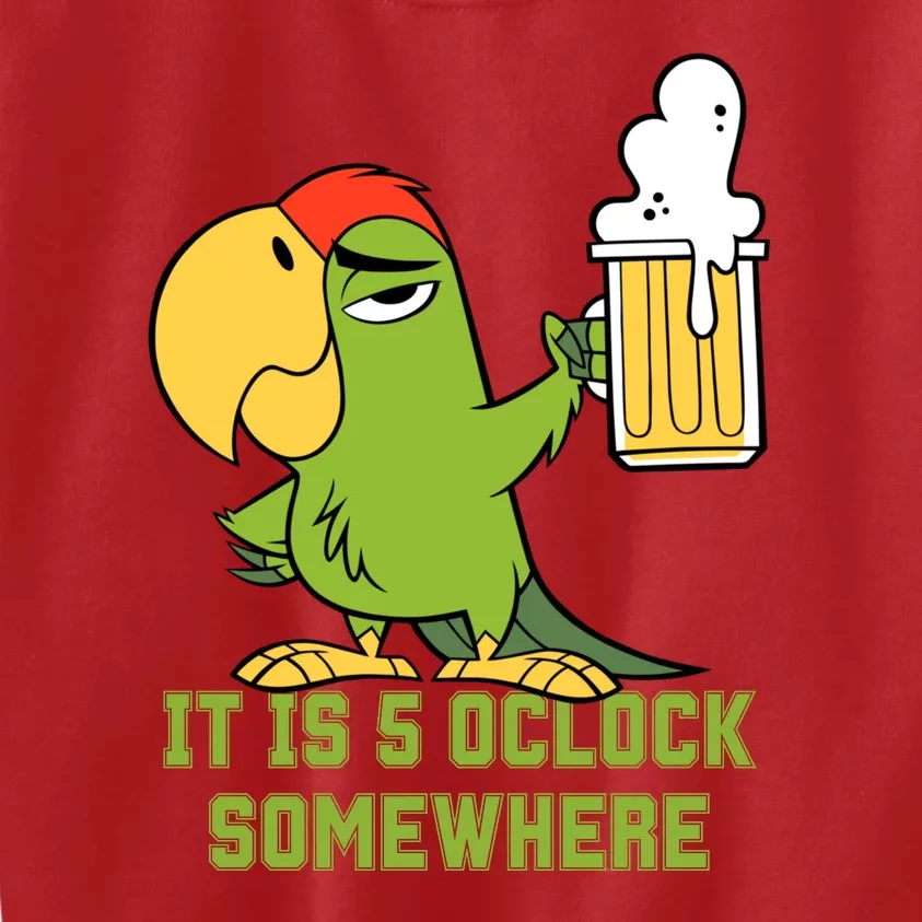 It Is 5 Oclock Somewhere Parrot Drinking Kids Sweatshirt