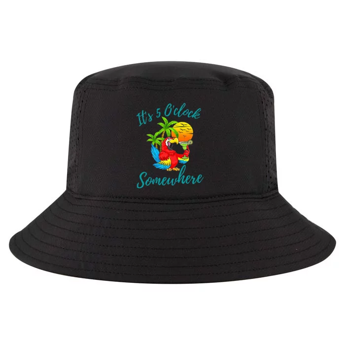 It Is 5 O'clock Somewhere Drinking Parrot Cool Comfort Performance Bucket Hat