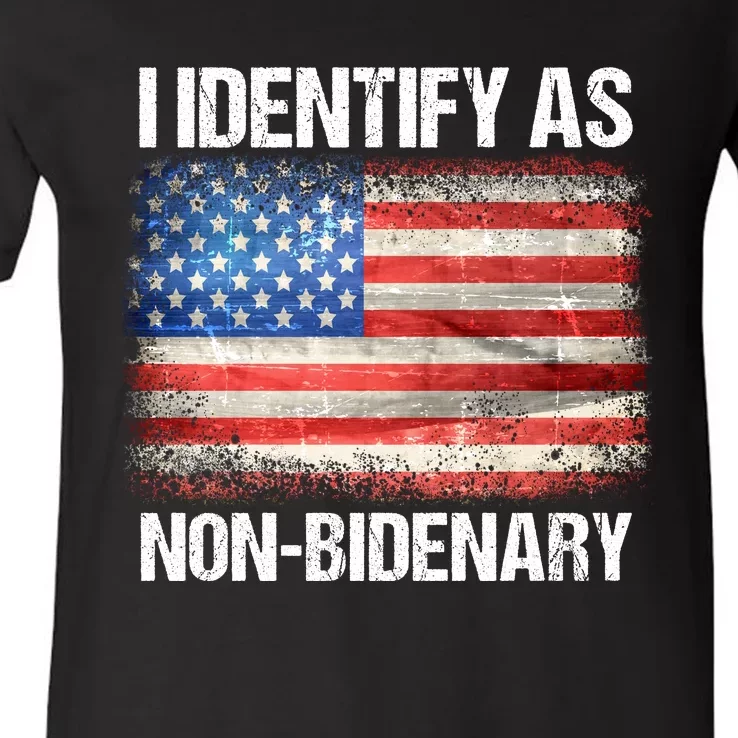 I Identify As NonBidenary Shirt Funny Anti Biden V-Neck T-Shirt
