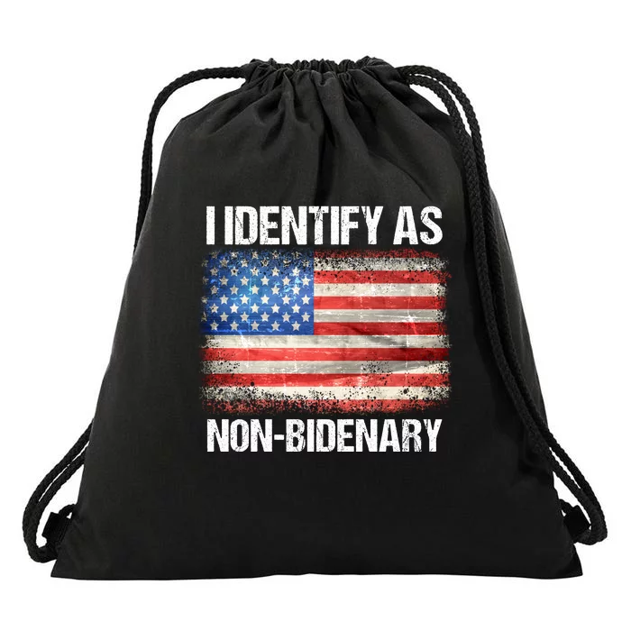 I Identify As NonBidenary Shirt Funny Anti Biden Drawstring Bag