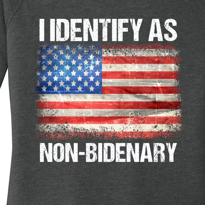 I Identify As NonBidenary Shirt Funny Anti Biden Women’s Perfect Tri Tunic Long Sleeve Shirt