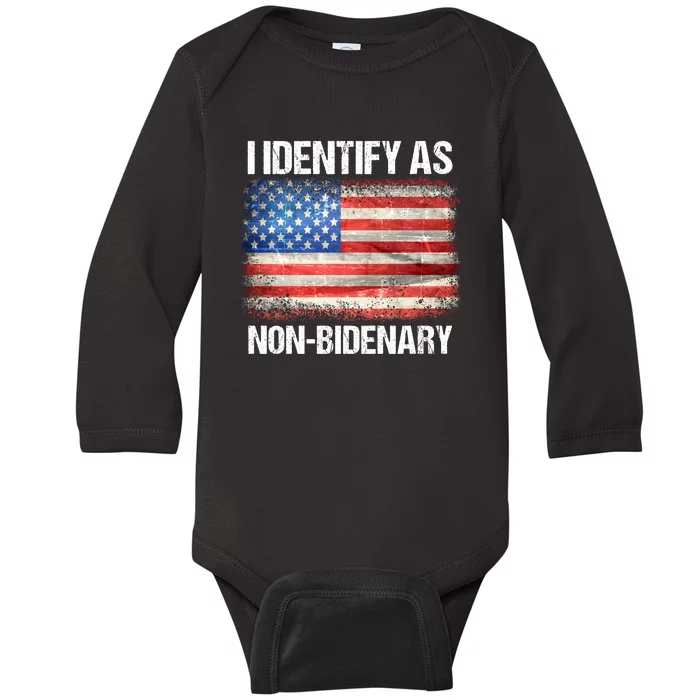 I Identify As NonBidenary Shirt Funny Anti Biden Baby Long Sleeve Bodysuit