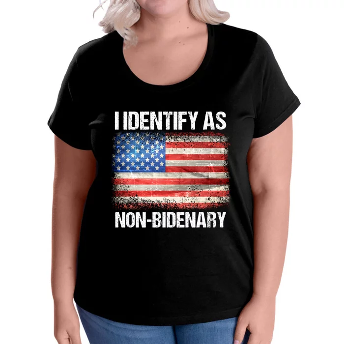 I Identify As NonBidenary Shirt Funny Anti Biden Women's Plus Size T-Shirt