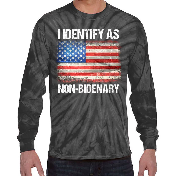 I Identify As NonBidenary Shirt Funny Anti Biden Tie-Dye Long Sleeve Shirt