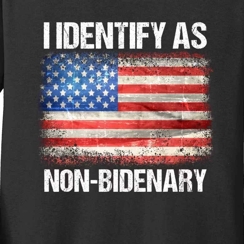 I Identify As NonBidenary Shirt Funny Anti Biden Kids Long Sleeve Shirt