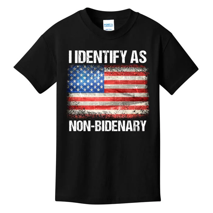 I Identify As NonBidenary Shirt Funny Anti Biden Kids T-Shirt