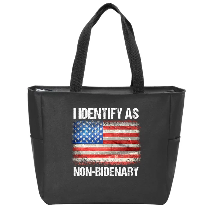 I Identify As NonBidenary Shirt Funny Anti Biden Zip Tote Bag