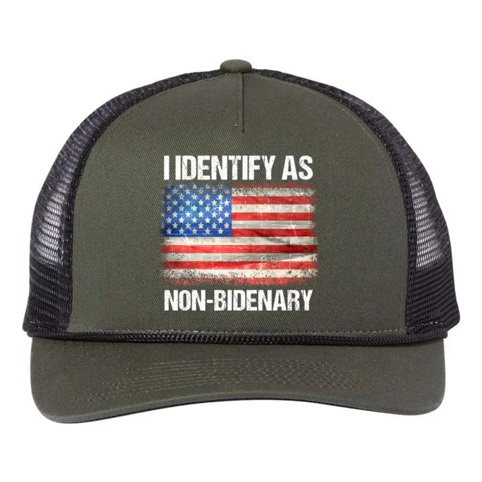 I Identify As NonBidenary Shirt Funny Anti Biden Retro Rope Trucker Hat Cap