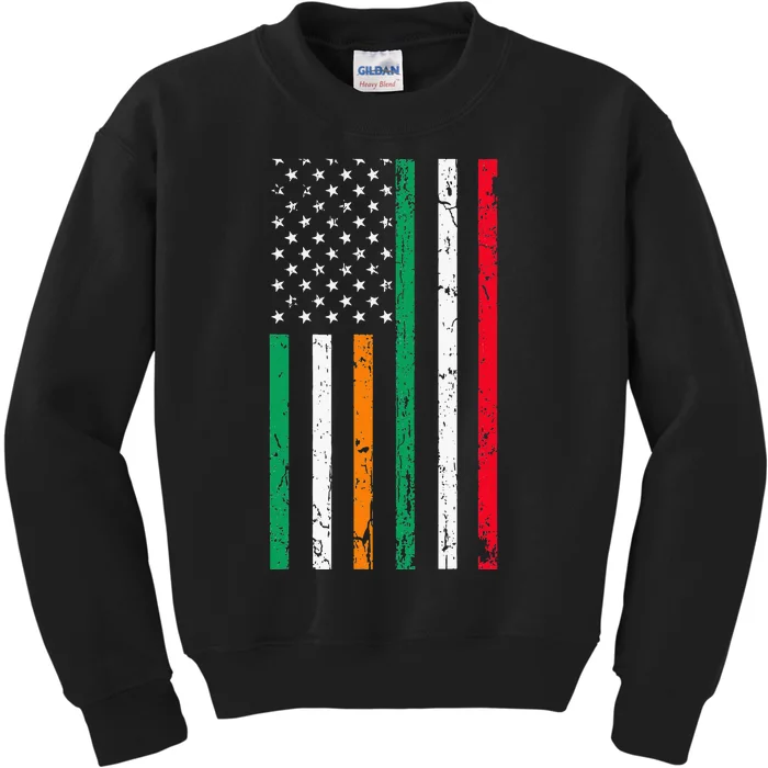 Irish Italian American Flag Ireland Italy USA Pride Heritage Kids Sweatshirt