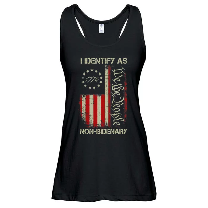 I Identify As Non Bidenary Anti Biden American Us Flag Ladies Essential Flowy Tank