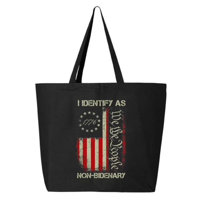 I Identify As Non Bidenary Anti Biden American Us Flag 25L Jumbo Tote