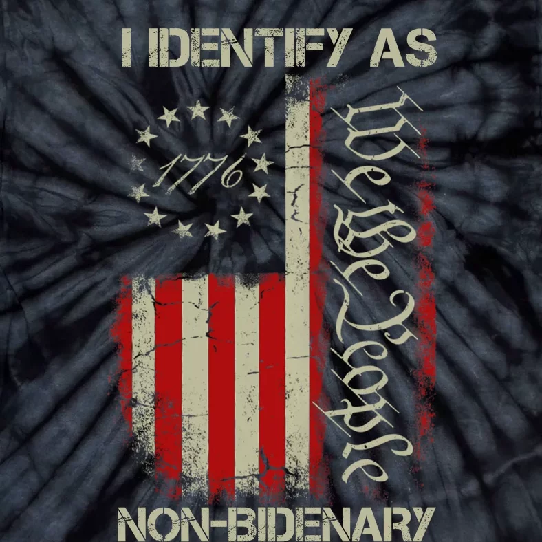 I Identify As Non Bidenary Anti Biden American Us Flag Tie-Dye T-Shirt