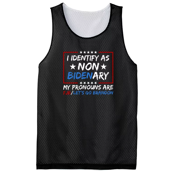 I Identify As Non Bidenary Anti Joe Biden Mesh Reversible Basketball Jersey Tank