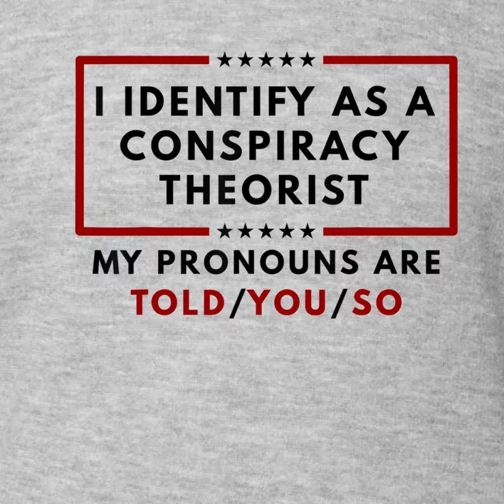 I Identify As A Conspiracy Theorist My Pronouns Are Told Toddler Sweatshirt