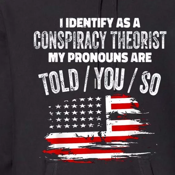 I Identify As A Conspiracy Theorist Pronouns Are Told You So Premium Hoodie