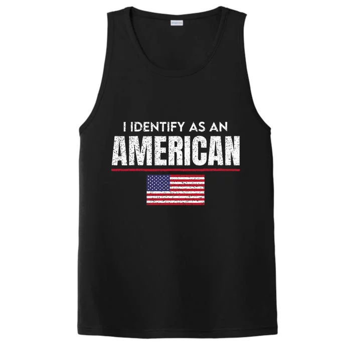 I Identify as an American No Identity Politics USA Flag Performance Tank