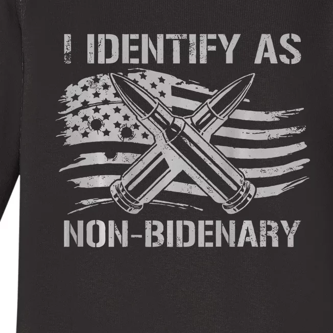 I Identify As N.O.N.B.I.D.E.N.A.R.Y American Flag Baby Long Sleeve Bodysuit