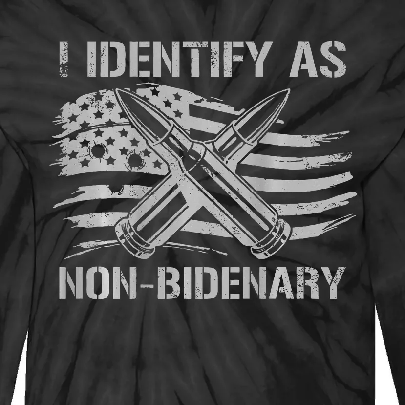 I Identify As N.O.N.B.I.D.E.N.A.R.Y American Flag Tie-Dye Long Sleeve Shirt