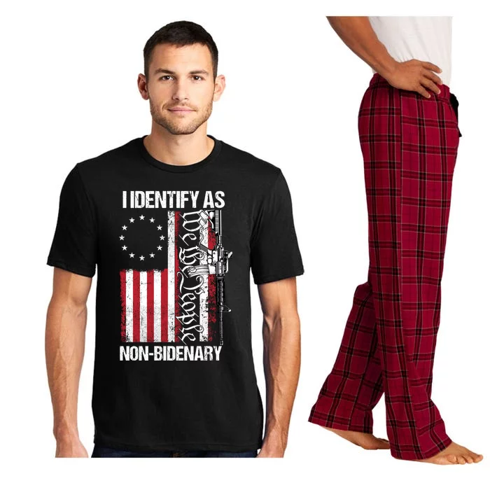 I Identify As Non Bidenary Anti Biden Vintage Old US Flag Pajama Set