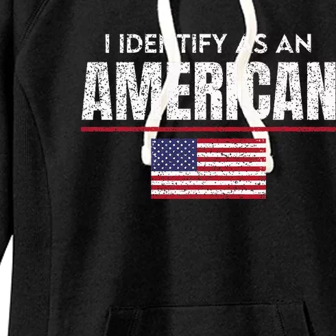 I Identify As An American No Identity Politics Usa Flag Women's Fleece Hoodie