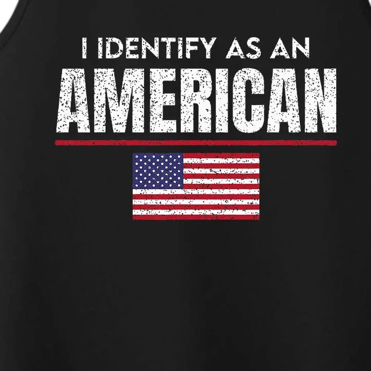 I Identify As An American No Identity Politics Usa Flag Performance Tank