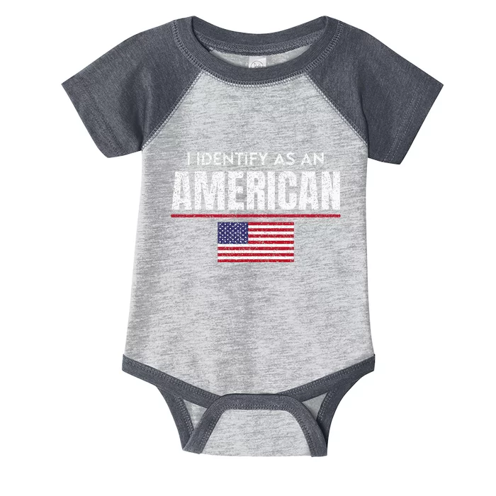 I Identify As An American No Identity Politics Usa Flag Infant Baby Jersey Bodysuit