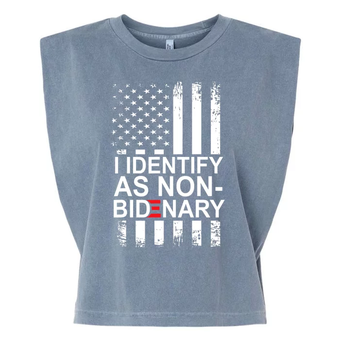 I Identify As Non Bidenary Anti Joe Biden Garment-Dyed Women's Muscle Tee