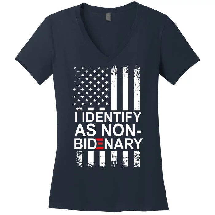 I Identify As Non Bidenary Anti Joe Biden Women's V-Neck T-Shirt