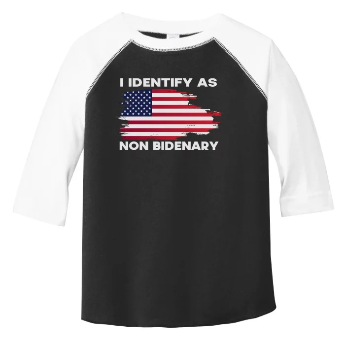 I Identify As Non Bidenary Patriot American Flag Toddler Fine Jersey T-Shirt