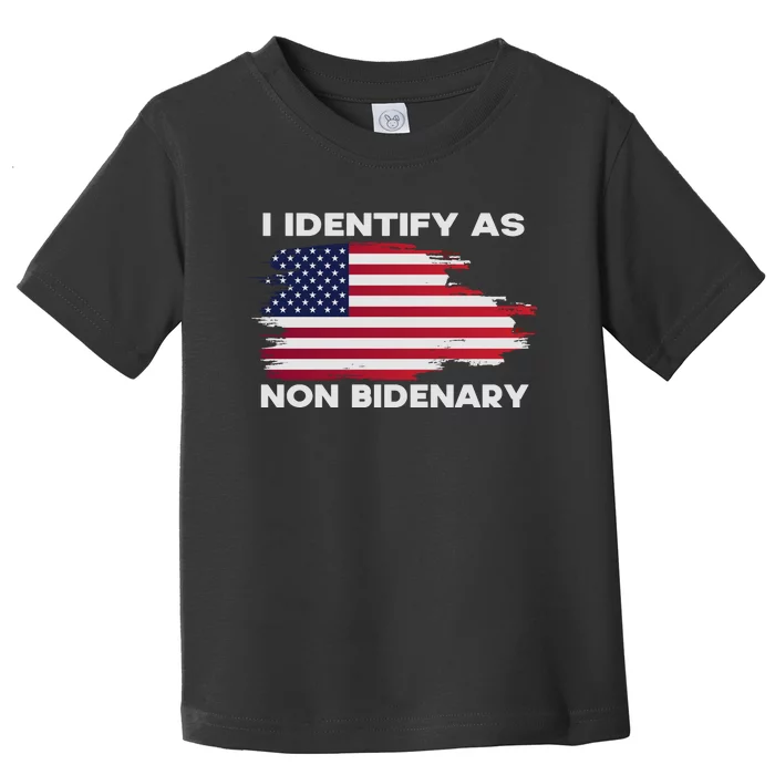 I Identify As Non Bidenary Patriot American Flag Toddler T-Shirt