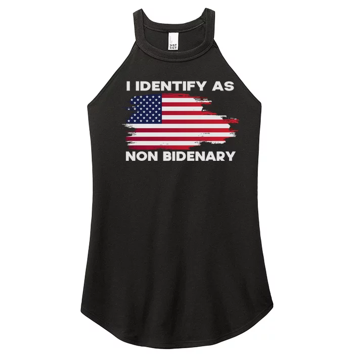 I Identify As Non Bidenary Patriot American Flag Women’s Perfect Tri Rocker Tank