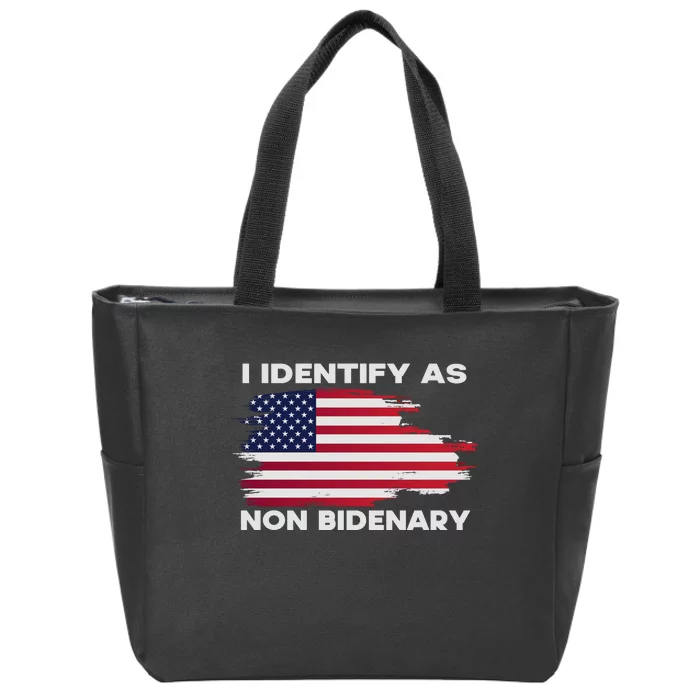 I Identify As Non Bidenary Patriot American Flag Zip Tote Bag