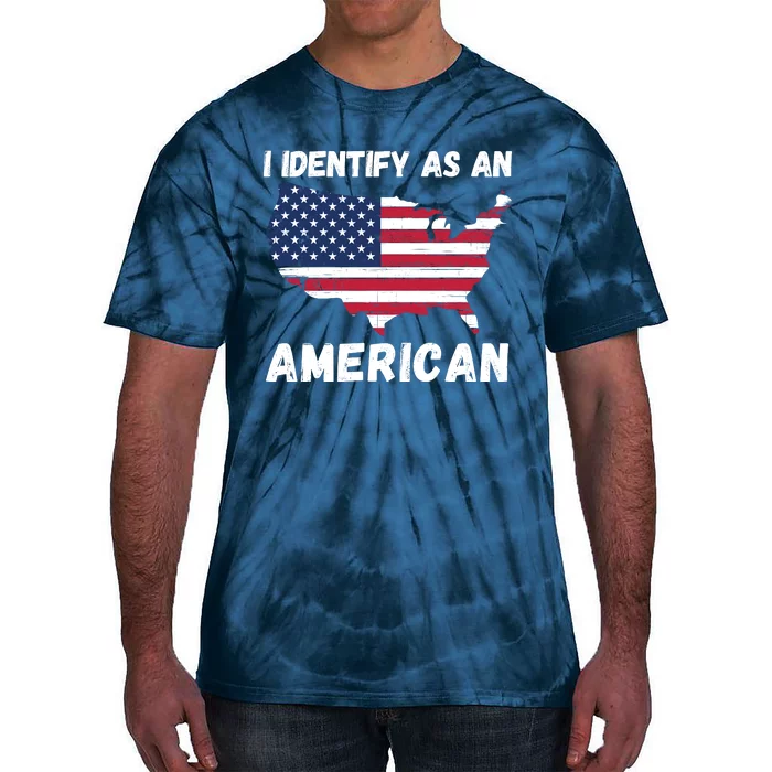 I Identify As An American, No Politics, 4th Of July USA Flag Tie-Dye T-Shirt