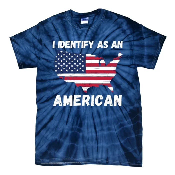 I Identify As An American, No Politics, 4th Of July USA Flag Tie-Dye T-Shirt