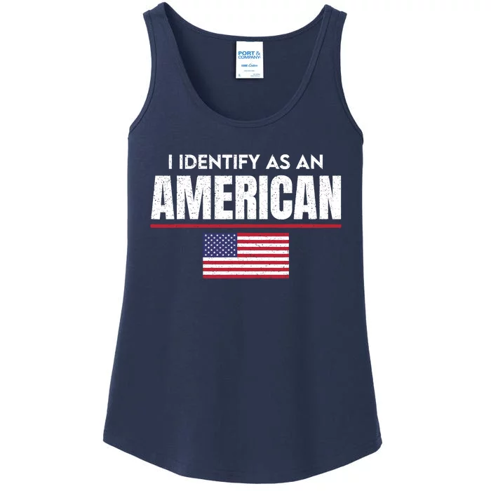 I Identify As An American No Identity Politics Usa Flag Ladies Essential Tank