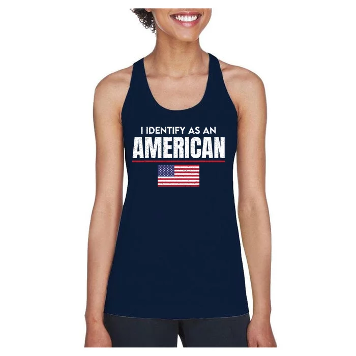 I Identify As An American No Identity Politics Usa Flag Women's Racerback Tank