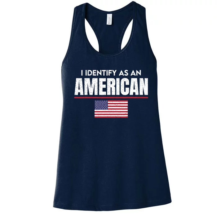 I Identify As An American No Identity Politics Usa Flag Women's Racerback Tank