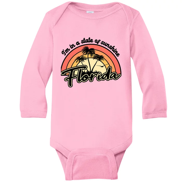 I'm In A State Of Sunshine Florida Beach Sun Baby Long Sleeve Bodysuit