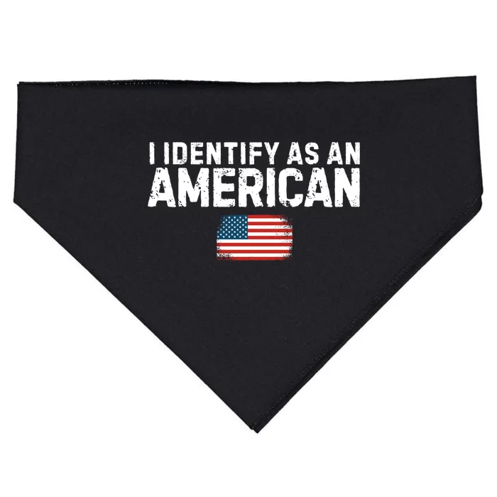 I Identify As An American Us Flag Patriot Funny Gift Politics Gift USA-Made Doggie Bandana