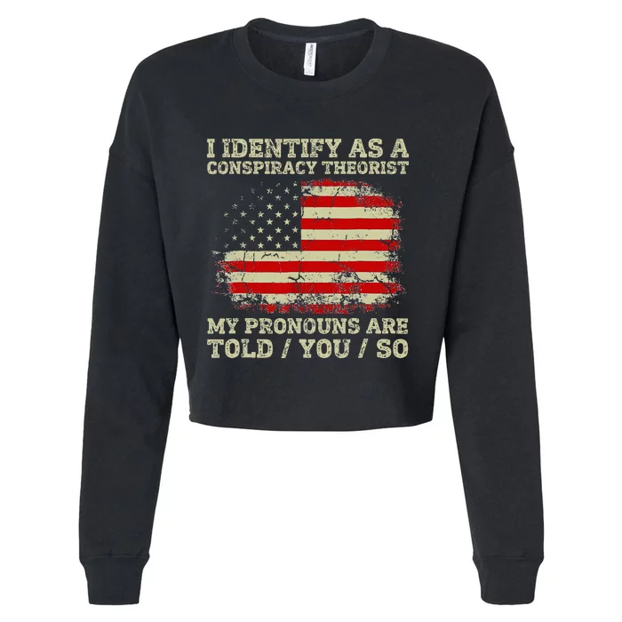 I Identify As A Conspiracy Theorist Pronouns Are Told You So Cropped Pullover Crew