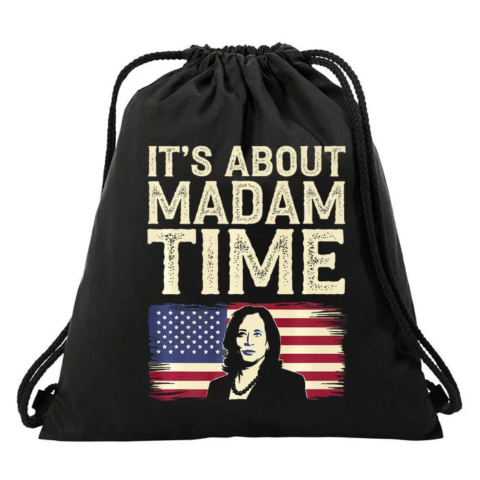 ItS Is About Madam Time Funny Kamala Harris Drawstring Bag