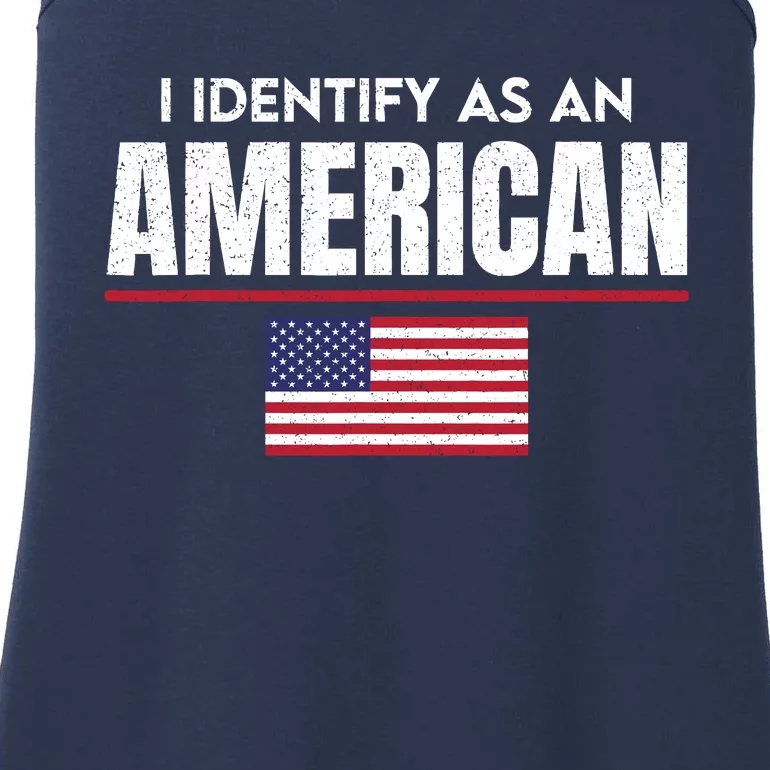 I Identify As An American No Identity Politics Usa Flag Ladies Essential Tank