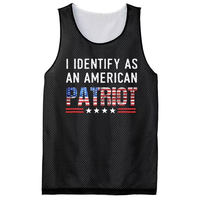 I Identify As An American Patriot Veterans & Patriotism Mesh Reversible Basketball Jersey Tank