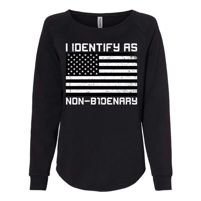 I Identify As Non B1denary USA American Flag Womens California Wash Sweatshirt