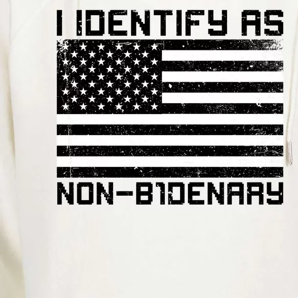 I Identify As Non B1denary USA American Flag Womens Funnel Neck Pullover Hood