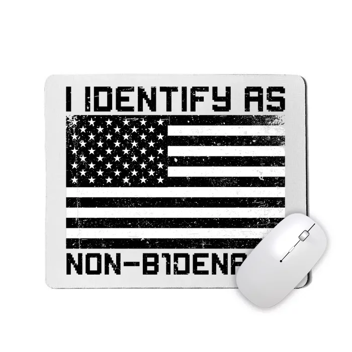 I Identify As Non B1denary USA American Flag Mousepad