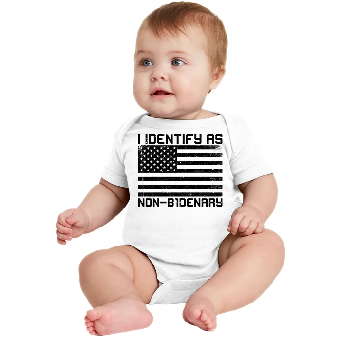 I Identify As Non B1denary USA American Flag Baby Bodysuit