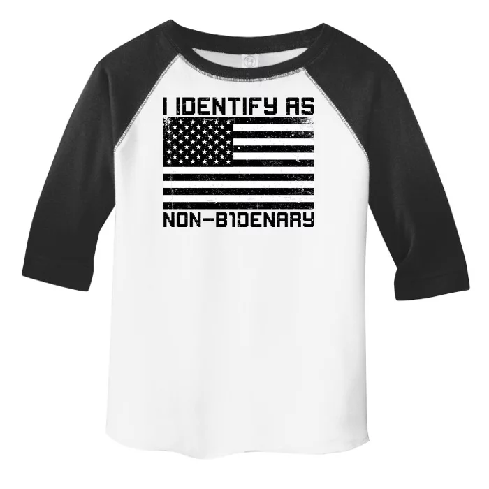 I Identify As Non B1denary USA American Flag Toddler Fine Jersey T-Shirt